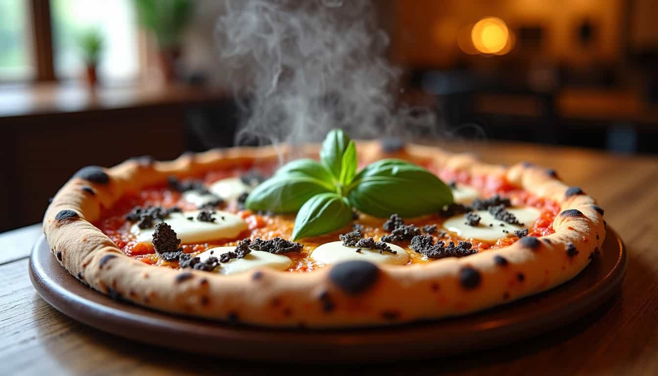 Assiette de la pizza Truffle Mafia chez Gruppomimo Rennes, avec truffe et burrata