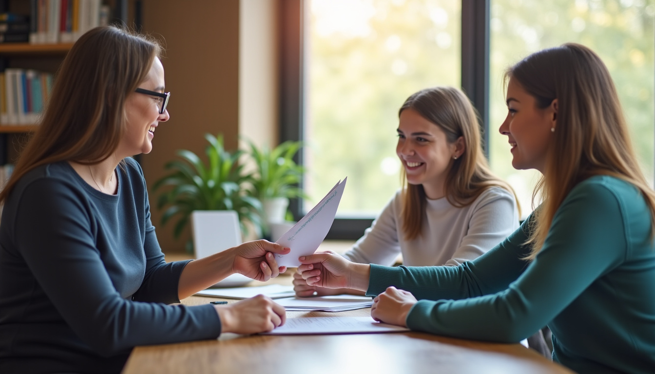 Agent du CCAS remettant un dossier de prêt social à un bénéficiaire