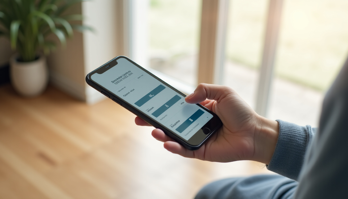 Adolescent utilisant son application bancaire mobile pour effectuer un virement ou consulter son solde