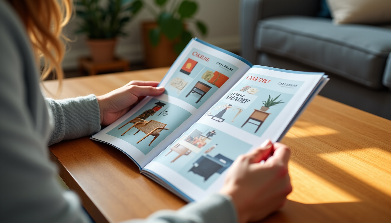 Client consultant un catalogue La Foir'Fouille en magasin avec son smartphone