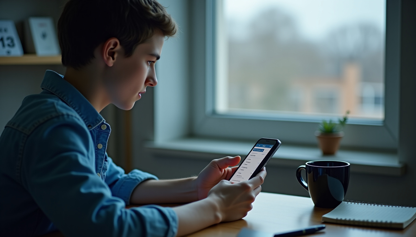 Étudiant consultant son compte bancaire pour faire face à des dépenses imprévues