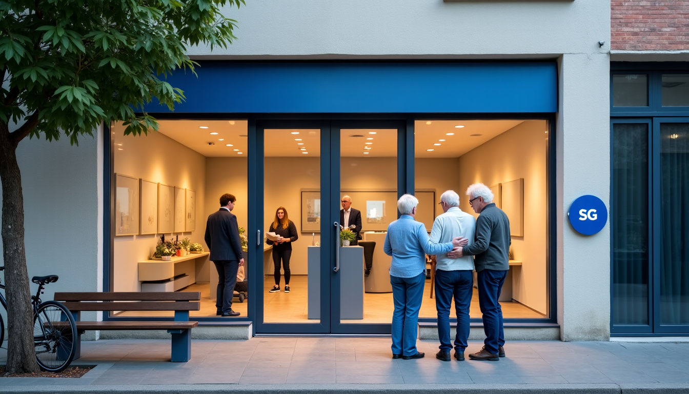 Une agence bancaire SG dans une ville de province, illustrant la proximité locale