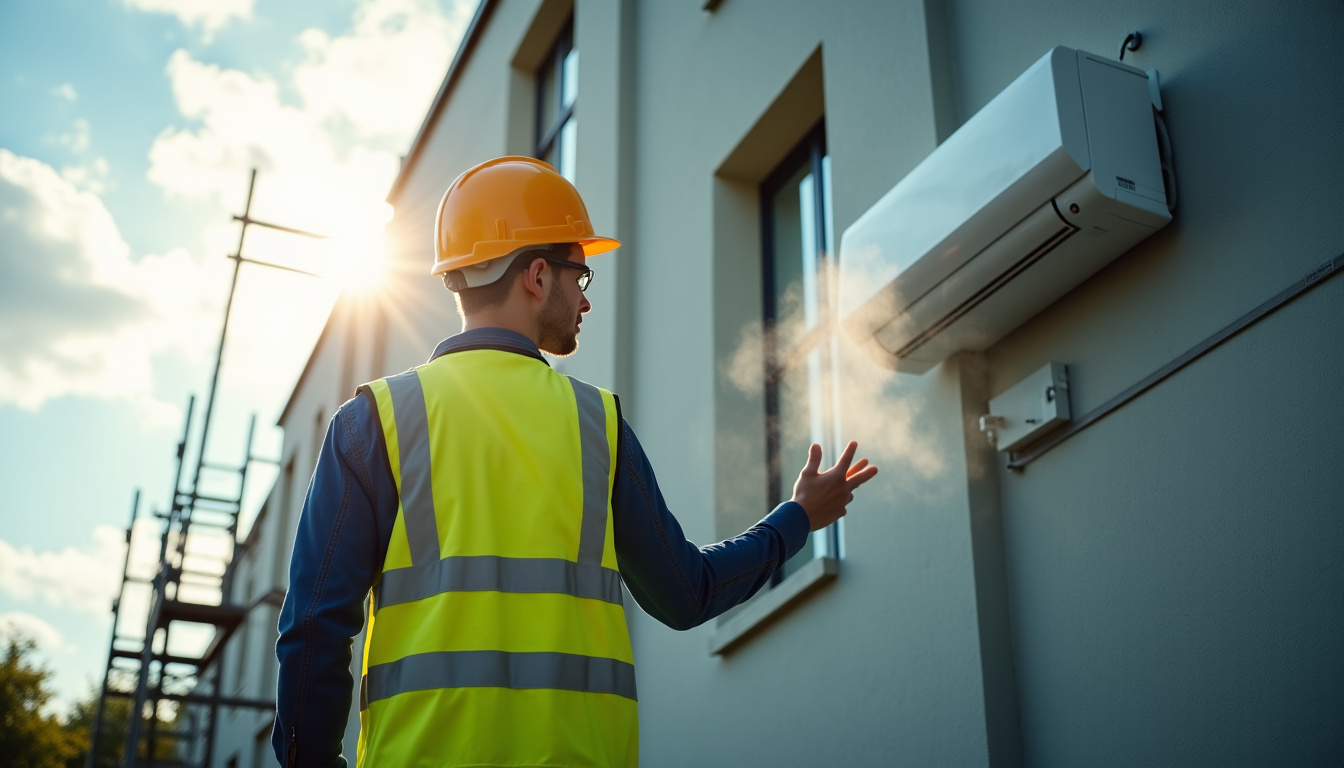 Un technicien de SG inspectant un bâtiment en rénovation énergétique
