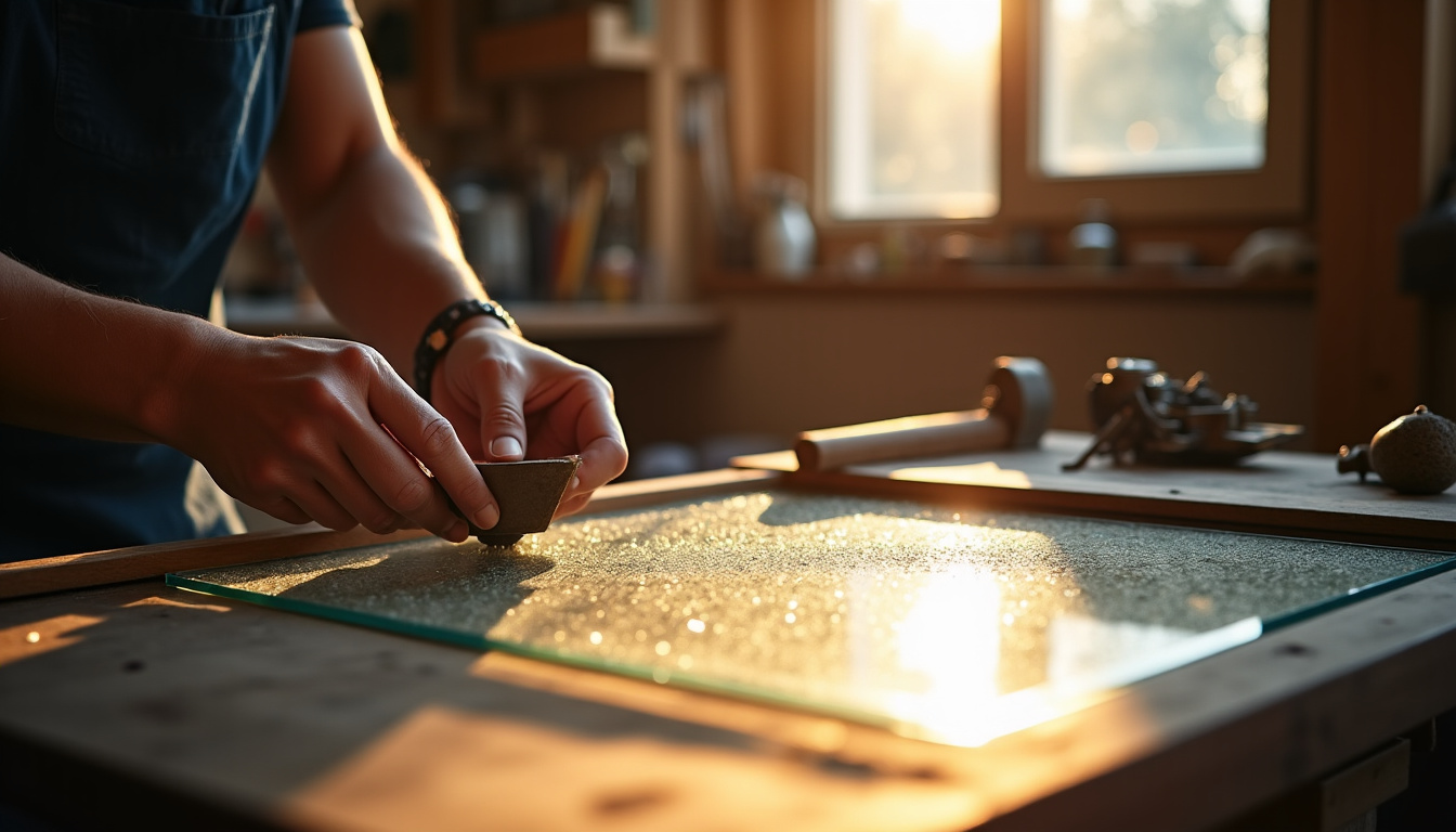 Artisan miroitier en train d